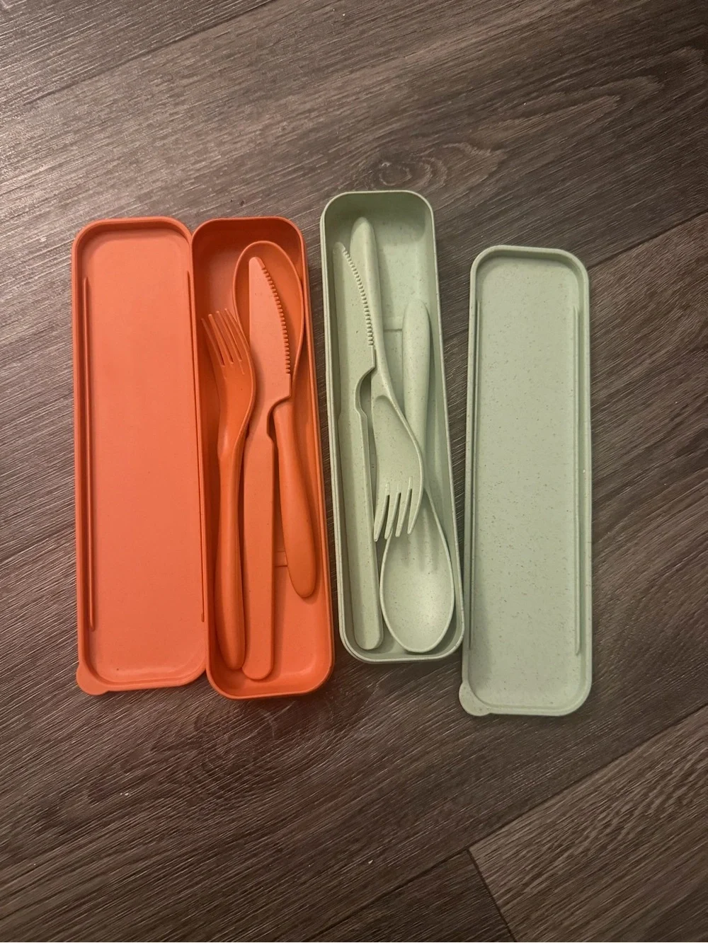 Reusable Portable Cutlery Set - Orange and Sage